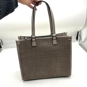 Patricia Nash Leather Ava Medium Tote with	Crossbody Strap Stone Woven